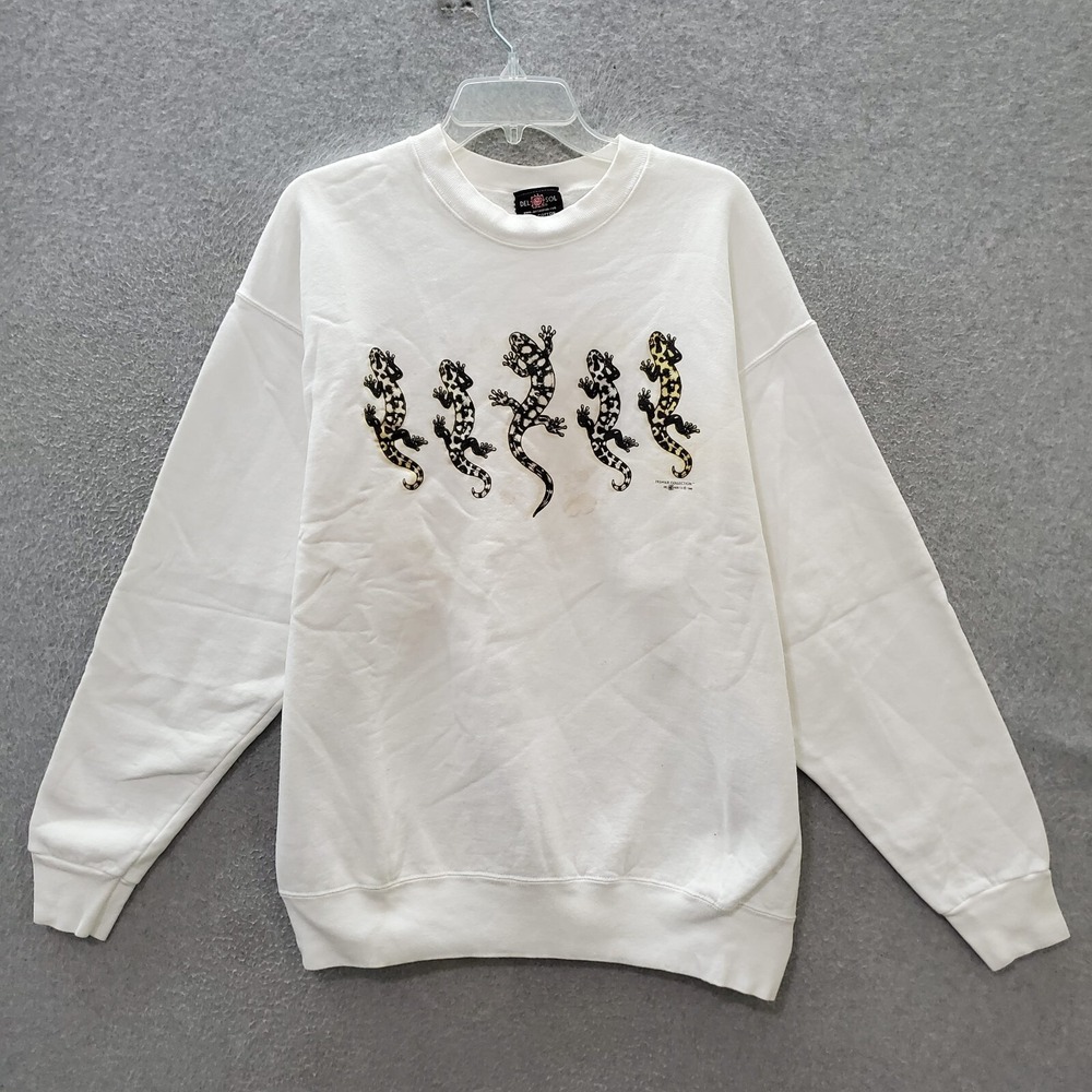 VINTAGE Gecko Men Sweatshirt XL White Gecko‎ Premier Collection 90s Fleece